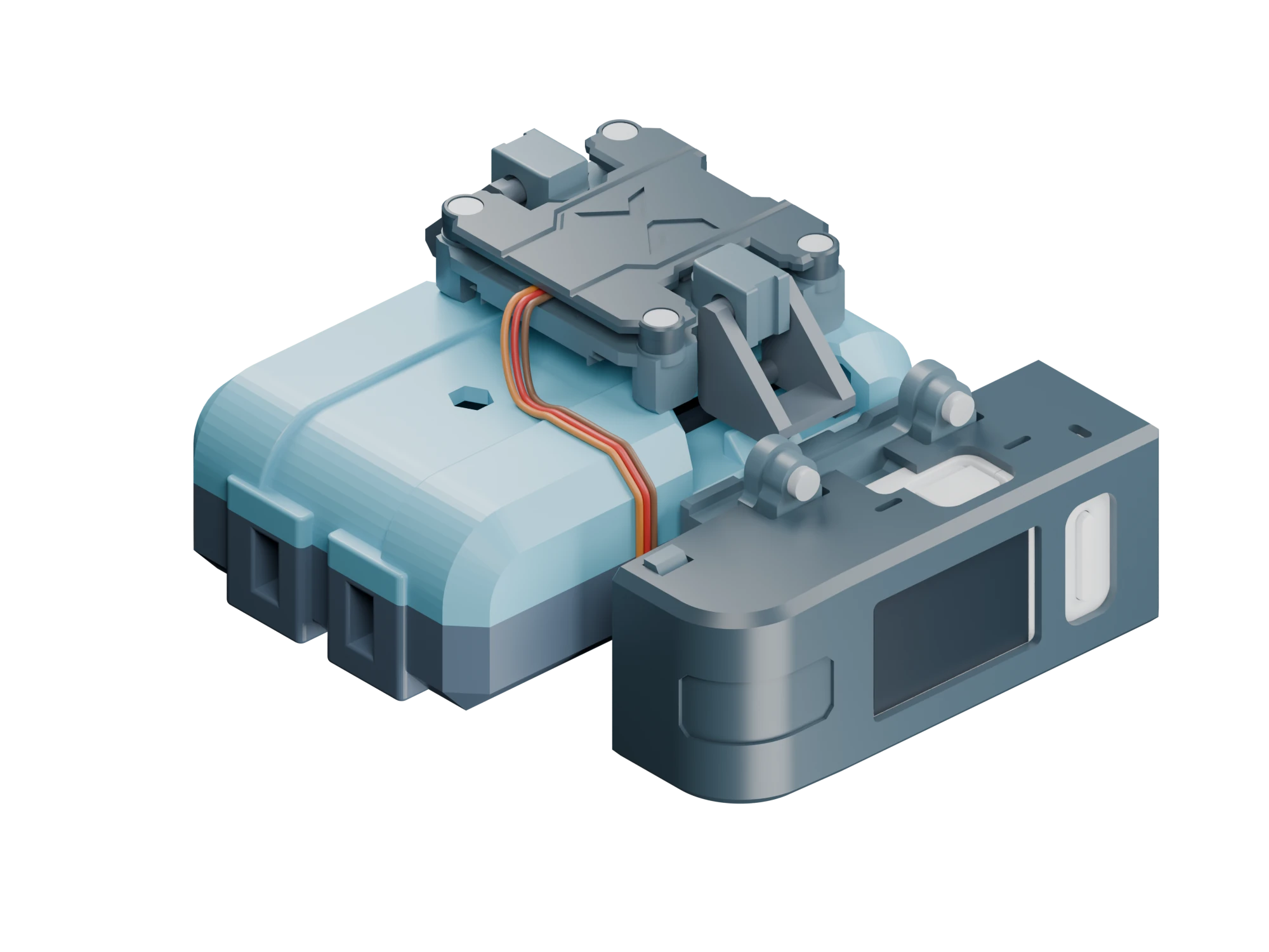 Sidecar on a string launcher · CAD render