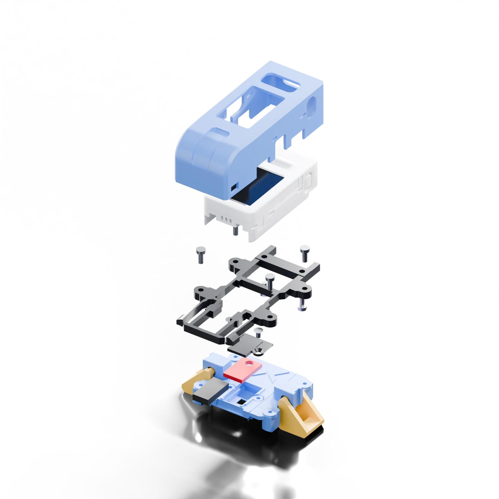 LaunchLab · Top Mount v19, exploded · CAD render